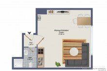 Grundriss_Apartment V E R M I E T E T - Helles 1-Zi-Apartment mit Galerie, Ottobrunn Zentrum