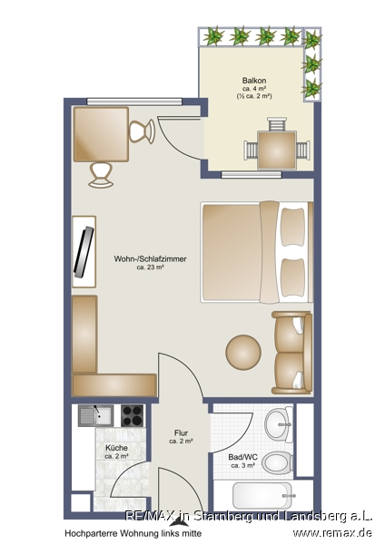 Grundriss der Wohnung Erdgeschosswohnung Gilching