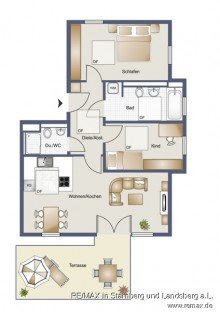 Grundriss Skizze V E R K A U F T: Barrierefreie Garten-Wohnung in ruhiger Ortsrandlage von Trudering