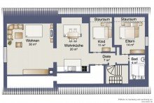 Grundriss Dachgeschoss Familiendomizil (3 Wohneinheiten) mit gr. Garten in Seen�he, Bernried am Starnberger See