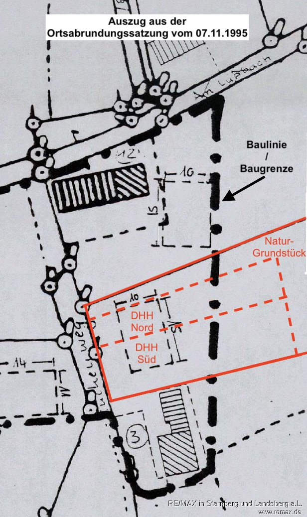 Baugrenze und geplante Teilung Wohngrundst�ck Berg