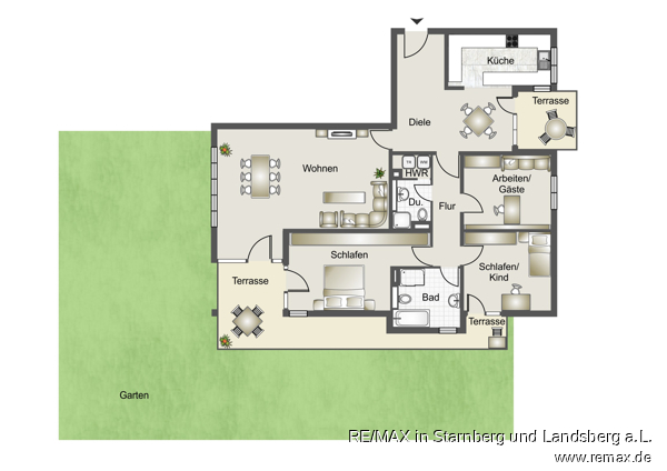 Grundriss Skizze Erdgeschosswohnung M�nchen