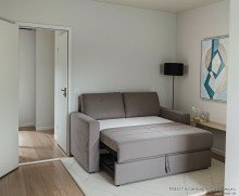 Schlafbereich - mit KI digital m�bliert Appartment am Fasangarten