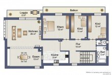 Grundriss Obergeschoss Familiendomizil (3 Wohneinheiten) mit gr. Garten in Seen�he, Bernried am Starnberger See