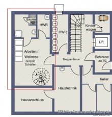 Grundriss UG Skizze V E R M I E T E T!: Hochwertige Garten-Wohnung in Aubing �ber 2 Etagen