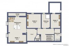 Grundriss Untergeschoss Familiendomizil (3 Wohneinheiten) mit gr. Garten in Seen�he, Bernried am Starnberger See