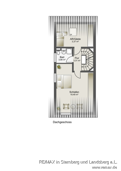 Grundriss DG Skizze Reiheneckhaus M�nchen