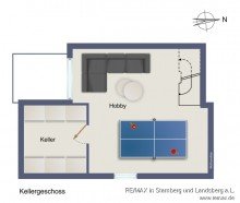 Grundriss UG V E R K A U F T:  3-Zimmer Gartenwohnung in Weilheim - Altstadtflair mit hohem Freizeitwert