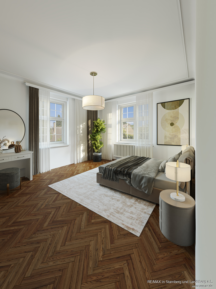 Schlafzimmer - digital m�bliert Etagenwohnung W�rzburg