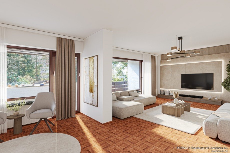 OG unten Wohnen Einrichtungsbeispiel Doppelhaush�lfte Vaterstetten