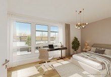 Schlafen - Wohnbeispiel Rooftop-Wohnen mit Weitblick - zwei Terrassen, au�ergew�hnliche Raumh�he